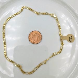 Vintage 14kt Gold Plated Figaro Chain Anklet 12"